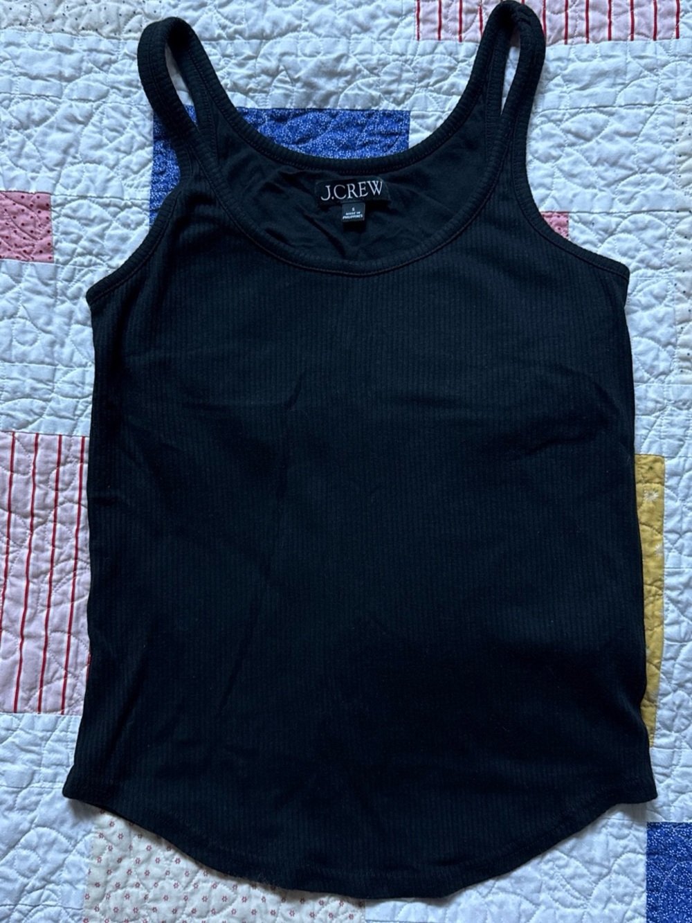 J. Crew Black Ribbed Scoop Tank
